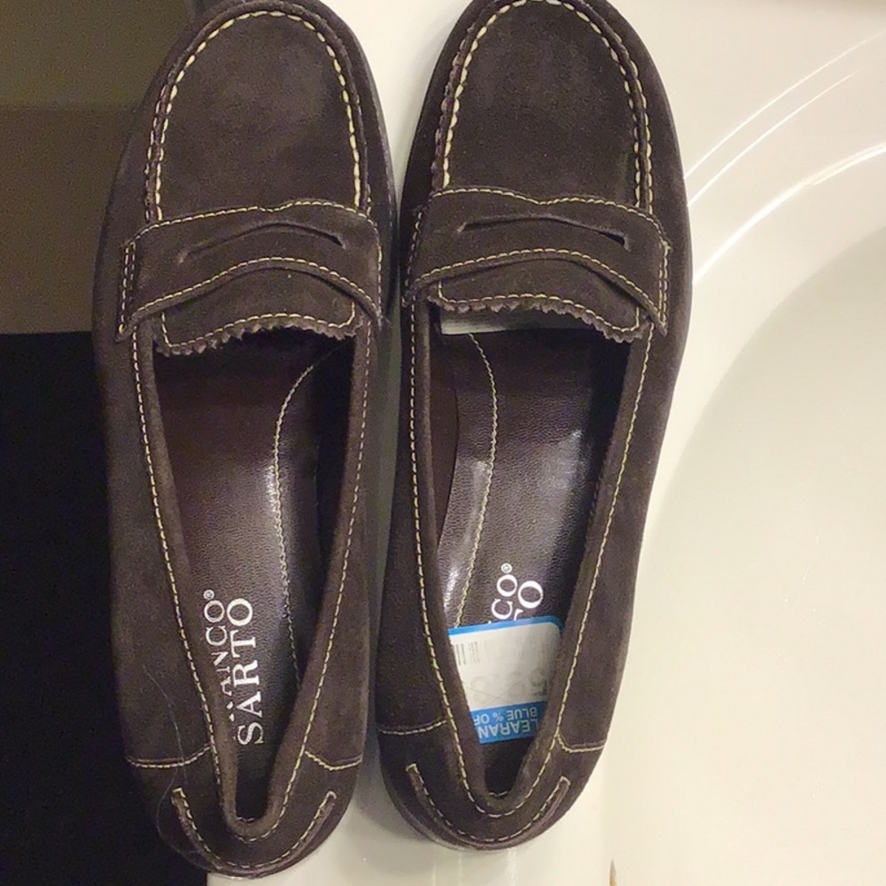 Ladies brown suede loafers